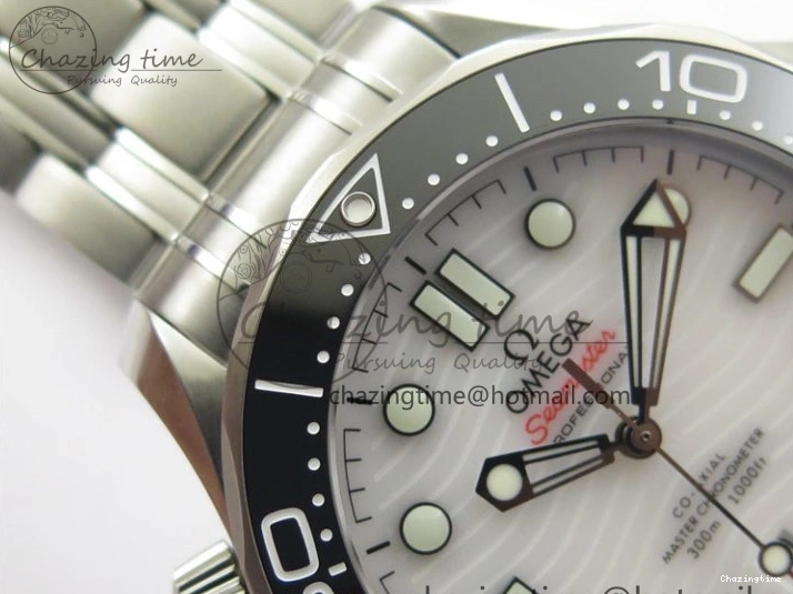 0202 Seamaster Diver 300M ORF 1:1 Best Edition Black Ceramic White Dial on SS Bracelet A Reliable 7865